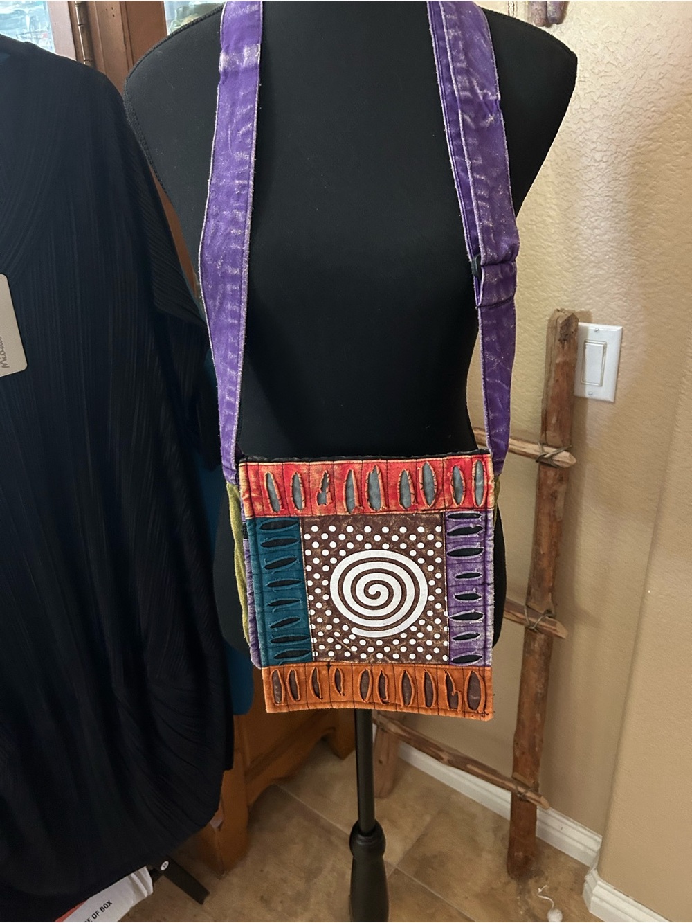 & Other Stories Multicolor Spiral Panel Crossbody with Purple Strap